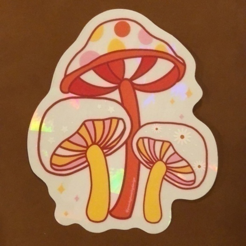 Psychedelic Mushrooms Suncatcher Sticker Rainbow Maker